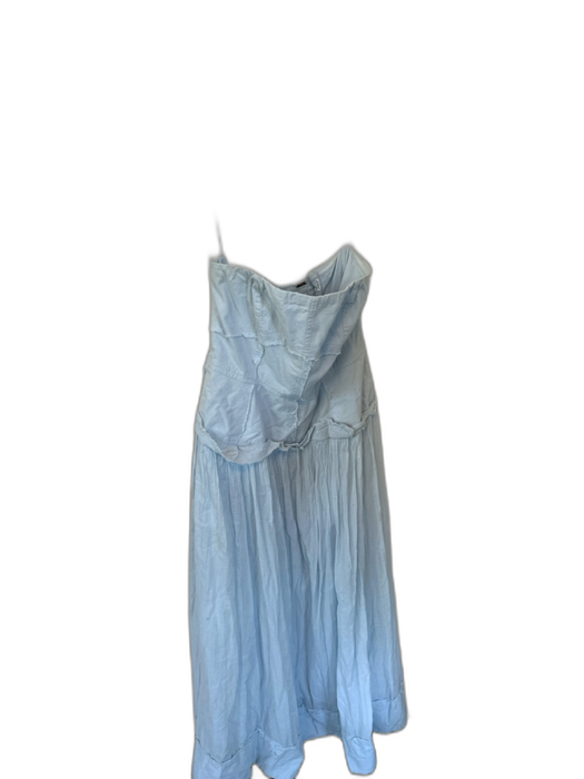 Free People Size XS Light Blue Cotton Strapless Maxi Raw Detailing Dress Light Blue / XS