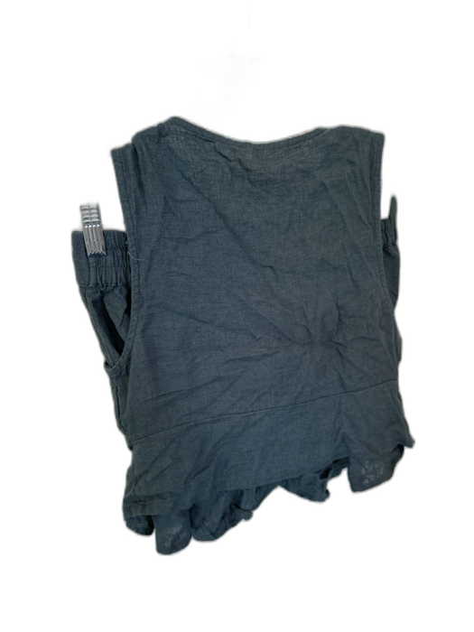 Free People Size Small Grey Cotton Pleated Back Tie Front Vest Set Grey / Small