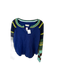 We The Free Size Small Blue & Multi Cotton Fleece Lined Striped sleeve Top Blue & Multi / Small