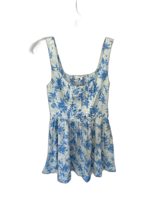 Loveshackfancy Size 4 Blue & White Linen Blend floral print Floral Mini Dress Blue & White / 4