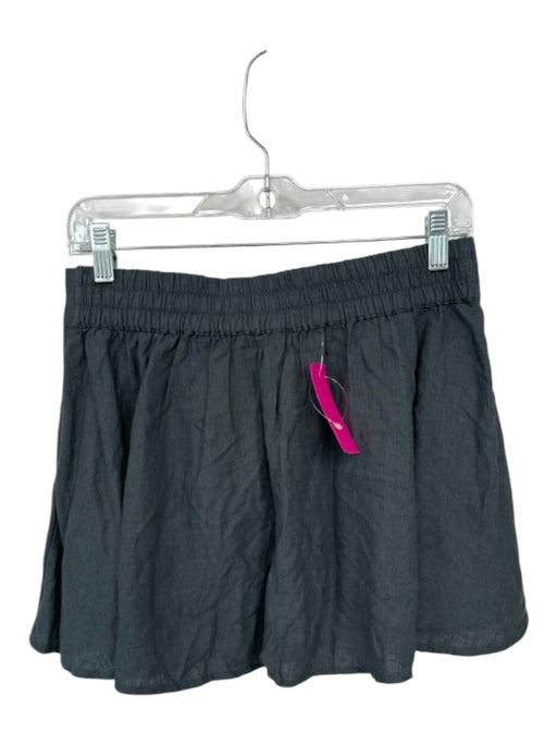 Free People Size S Gray Linen & Viscose Elastic Waist Pleated Mini Skirt Gray / S