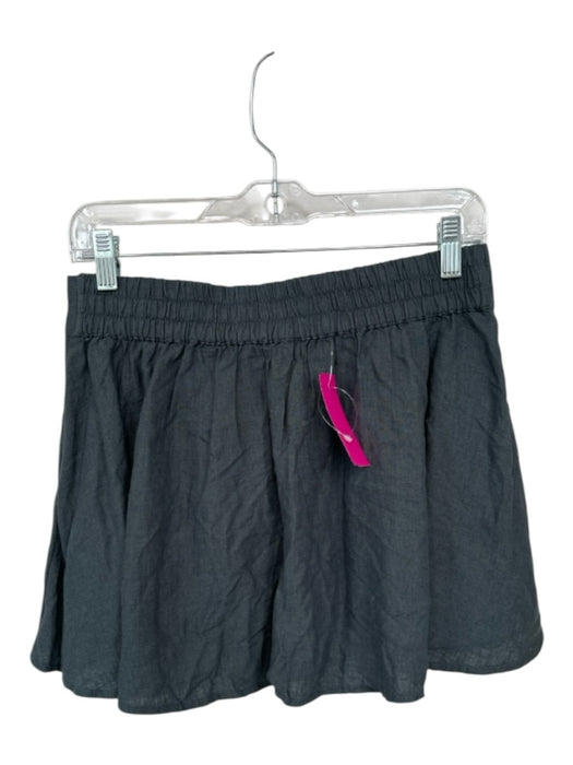 Free People Size S Gray Linen & Viscose Elastic Waist Pleated Mini Skirt Gray / S