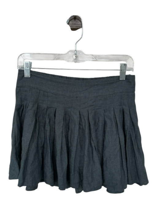Free People Size S Gray Linen & Viscose Elastic Waist Pleated Mini Skirt Gray / S