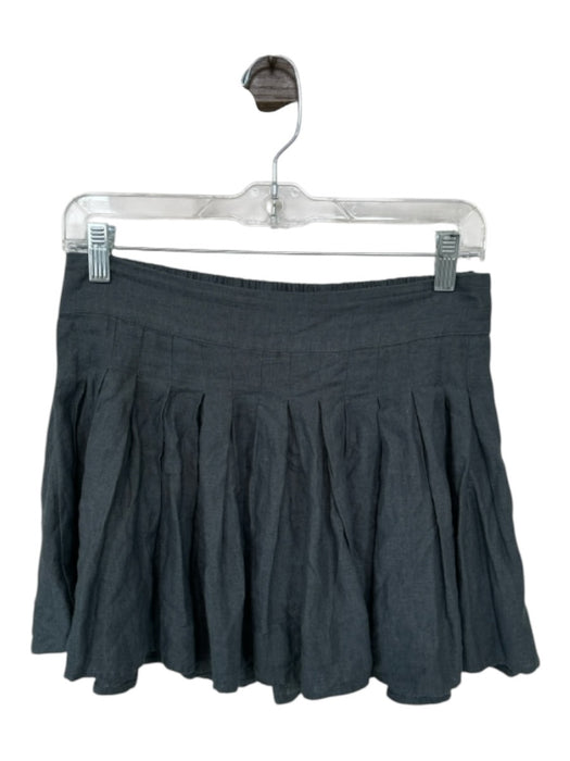 Free People Size S Gray Linen & Viscose Elastic Waist Pleated Mini Skirt Gray / S