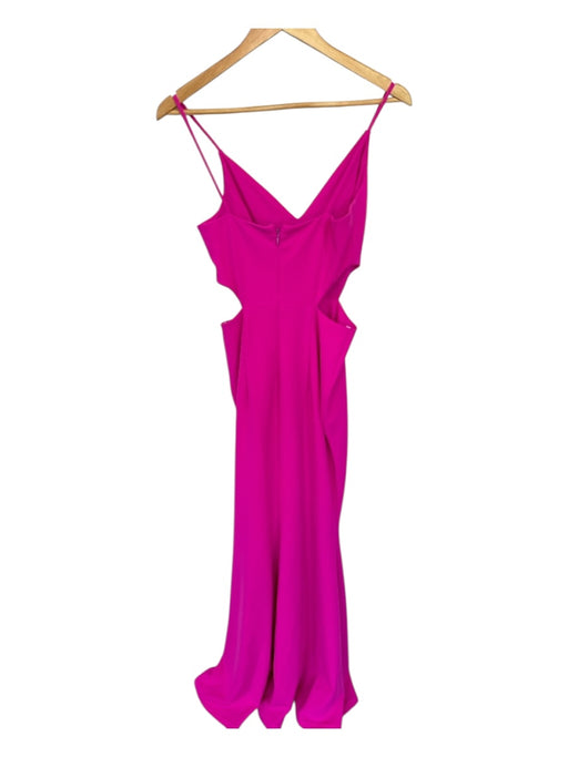 Aqua Size 4 Magenta Polyester Blend Spaghetti Strap Side Cut Outs Slit Gown Magenta / 4