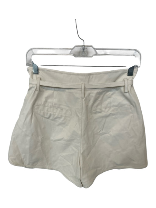 Paige Size 4 Cream Vegan Leather High Waist Belted Front Pockets Shorts Cream / 4