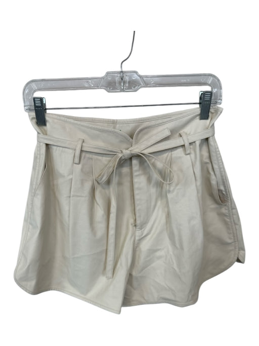 Paige Size 4 Cream Vegan Leather High Waist Belted Front Pockets Shorts Cream / 4