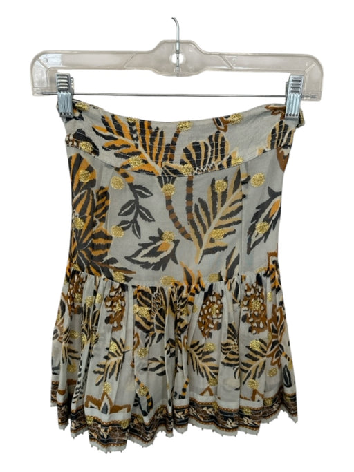 Farm Rio Size S Gray & Orange Viscose Side Zip Animal Print Metallic Skirt Gray & Orange / S