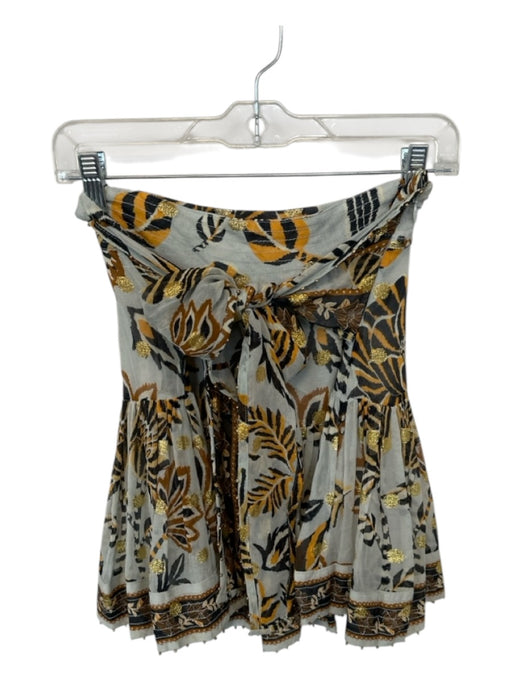 Farm Rio Size S Gray & Orange Viscose Side Zip Animal Print Metallic Skirt Gray & Orange / S