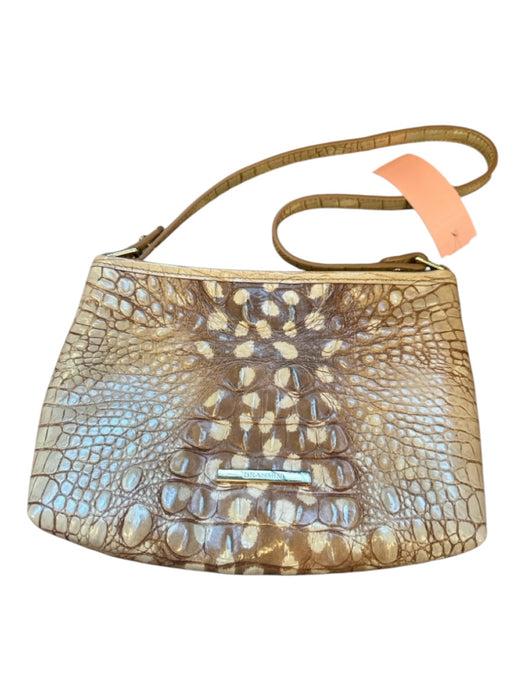 Brahmin Taupe & Cream Leather Croc Embossed Shoulder Strap Bag Taupe & Cream / S