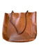 In Blue Brown Leather Top Handles Outer Pocket Tote Bag Brown / L