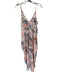 KLD Size L Peach & Gray Print Polyester Spaghetti Strap Tie Dye Maxi Dress Peach & Gray Print / L