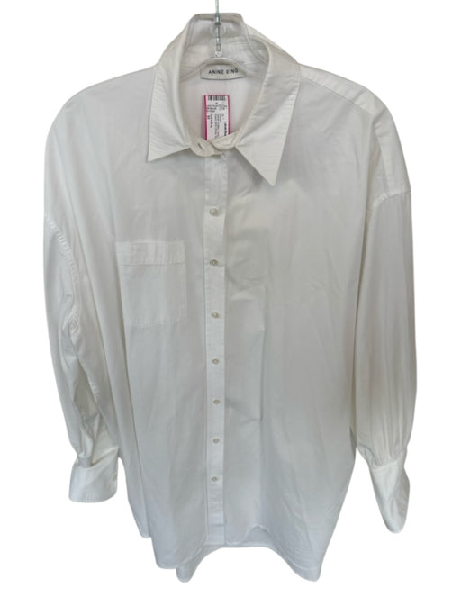 Anine Bing Size M White Cotton Long Sleeve Collar Button Down Shirt Dress Dress White / M
