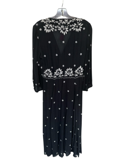 Free People Embroidered V Maxi Dress Black XS