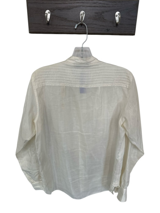 See By Chloe Size 2 Ivory Silk Blend Button Down Button Sleeve Sheer Top Ivory / 2