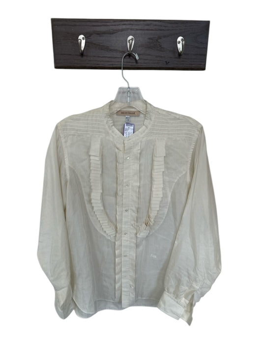 See By Chloe Size 2 Ivory Silk Blend Button Down Button Sleeve Sheer Top Ivory / 2