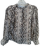 Joie Size M Black & Brown Snake Skin Long Sleeve Front Tie Metalic Detail Top Black & Brown / M