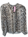 Joie Size M Black & Brown Snake Skin Long Sleeve Front Tie Metalic Detail Top Black & Brown / M