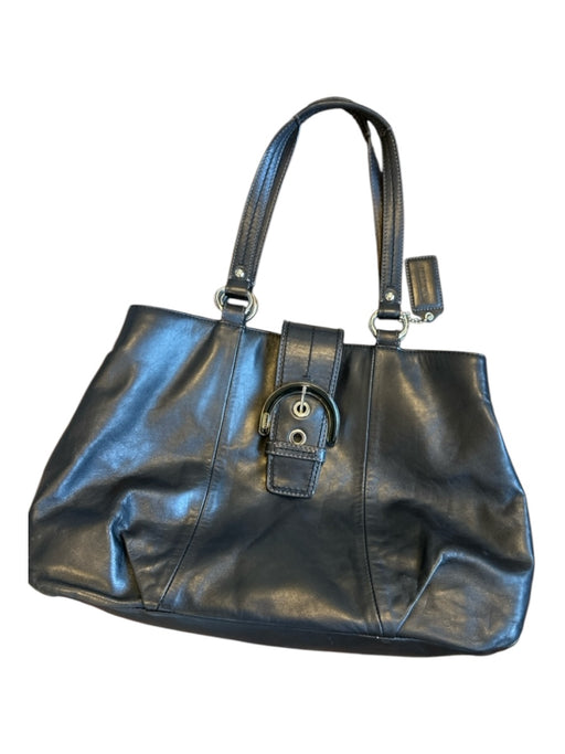 Coach Black & Silver Leather Top Handles SHW Bag Black & Silver / M