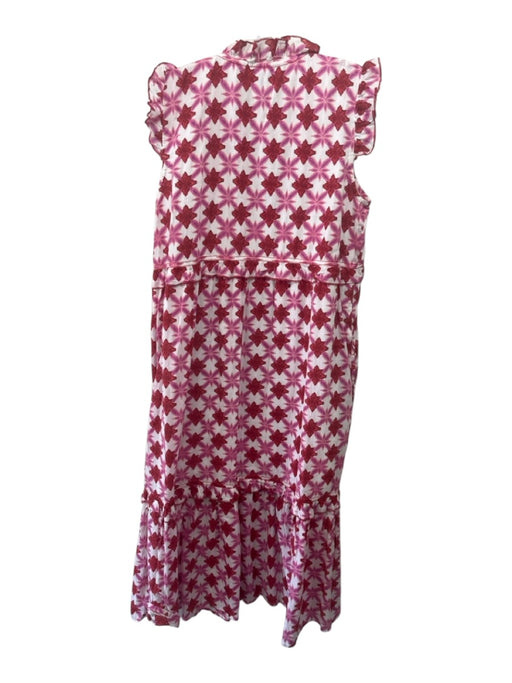 Ro's Garden Size L Red, White, Purple Cotton Block Print Ruffle Maxi Dress Red, White, Purple / L