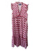Ro's Garden Size L Red, White, Purple Cotton Block Print Ruffle Maxi Dress Red, White, Purple / L