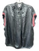 Koch Size S Slate Blue Satin Gathered Waist Embroidered Sleeve Half Button Top Slate Blue / S