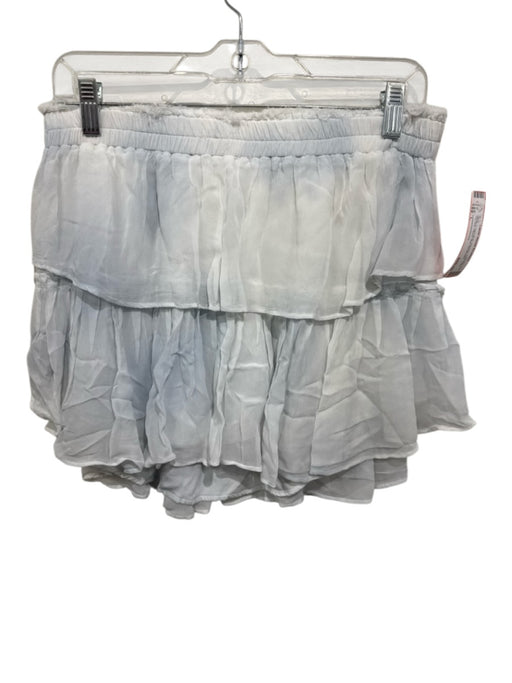 Loveshackfancy Size L White & Light Blue Viscose Raw Edge Tie Dye Tiered Skirt White & Light Blue / L