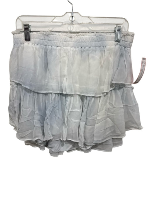 Loveshackfancy Size L White & Light Blue Viscose Raw Edge Tie Dye Tiered Skirt White & Light Blue / L