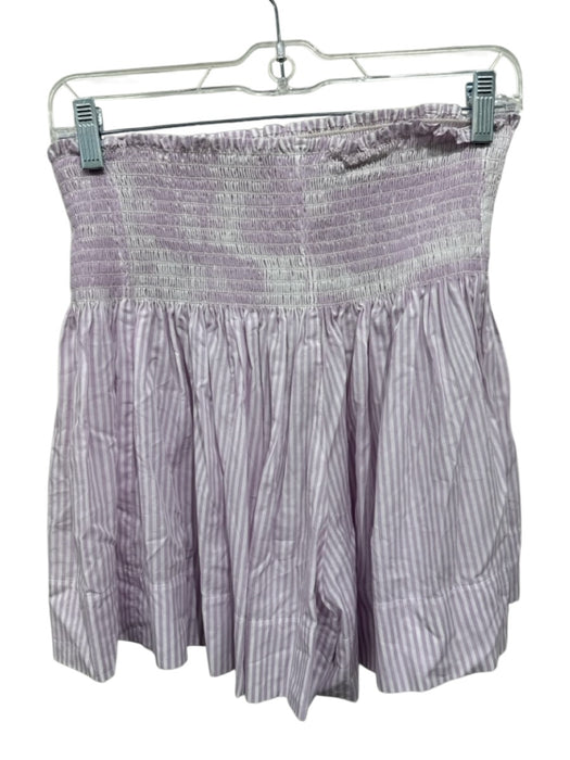 Koch Size M Purple & White Cotton Smocked Waist Band Stripe High Rise Shorts Purple & White / M