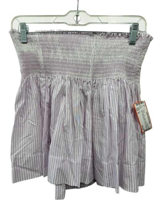 Koch Size M Purple & White Cotton Smocked Waist Band Stripe High Rise Shorts Purple & White / M