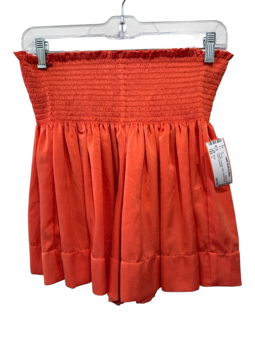 Koch Size L Orange Polyester Satin Smocked Waist Flowy Shorts Orange / L
