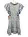 Poupette St. Barth Size L White, Blue, Red Viscose Smocked Waist Band Mini Dress White, Blue, Red / L