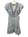 Poupette St. Barth Size L White, Blue, Red Viscose Smocked Waist Band Mini Dress White, Blue, Red / L