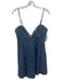 Free People Size M Blue Cotton Chambray Braided Trim V Neck Above Knee Dress Blue / M