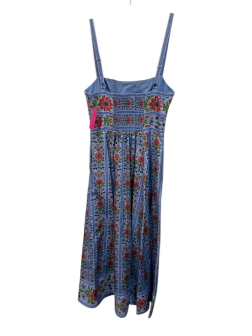 Hill House Size S Blue & Multi Cotton Floral Stripe Sleeveless Dress Blue & Multi / S