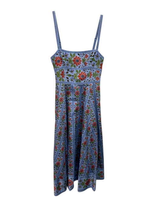 Hill House Size S Blue & Multi Cotton Floral Stripe Sleeveless Dress Blue & Multi / S