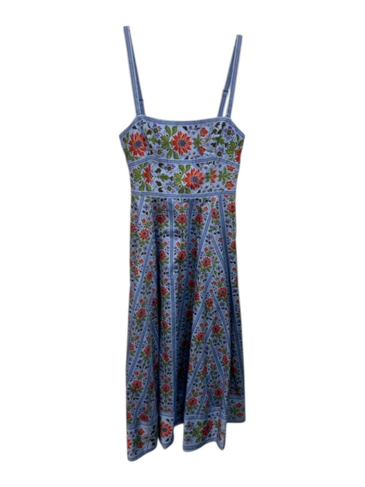 Hill House Size S Blue & Multi Cotton Floral Stripe Sleeveless Dress Blue & Multi / S
