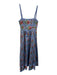 Hill House Size S Blue & Multi Cotton Floral Stripe Sleeveless Dress Blue & Multi / S
