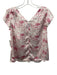 Koch Size M/L White & Pink Polyester Landscape Scene Ruffle Cap Sleeve Short Set White & Pink / M/L