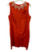 NicoBlu Size 12 Orange Red Linen Metallic Thread Embroidered Detail Dress Orange Red / 12