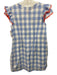 Persifor Size M White, Blue & Pink Cotton Gingham Ruffle Cap Sleeve Dress White, Blue & Pink / M