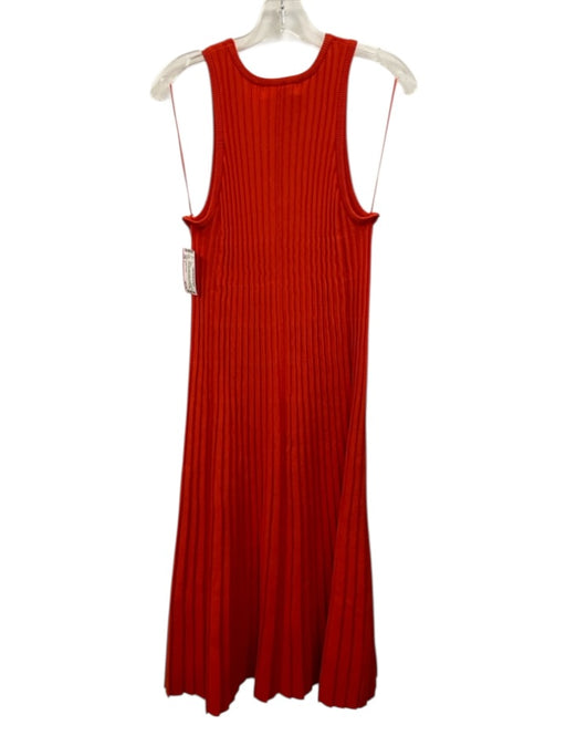 English Factory Size L Red Rayon Blend Ribbed Knit Accordion Pleat A line Dress Red / L