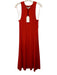 English Factory Size L Red Rayon Blend Ribbed Knit Accordion Pleat A line Dress Red / L