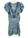 Poupette St. Barth Size L White, Blue & Green Viscose Botanical Print Dress White, Blue & Green / L