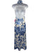 Cinq a Sept Size 10 White & Blue Polyester Floral Halter Twist Front Dress White & Blue / 10