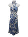 Cinq a Sept Size 10 White & Blue Polyester Floral Halter Twist Front Dress White & Blue / 10