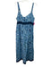 Beau & Ro Size S Mixed Blues Cotton Mermaid Print Sleeveless Shirred Back Dress Mixed Blues / S
