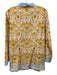 NicoBlu Size L Pink, Yellow & Blue Cotton Gilded Floral Long Sleeve V Neck Top Pink, Yellow & Blue / L