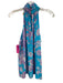 NicoBlu Size L Blue, Purple & White Viscose Botanical High Neck Sleeveless Top Blue, Purple & White / L