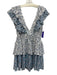 Playa Lucila Size L Blue & White Cotton V Neck & Back Ruffle Flare Dress Blue & White / L